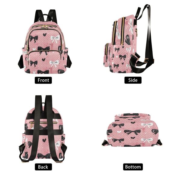 8045 Gift Pink Bow Pattern Small Backpack Purse Travel Bag Lightweight main image 4